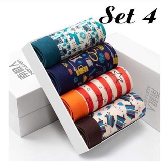 Hộp 4 Quần Sịp Đùi Boxer Nam thun lạnh thoáng khí kháng khuẩn-NJR01