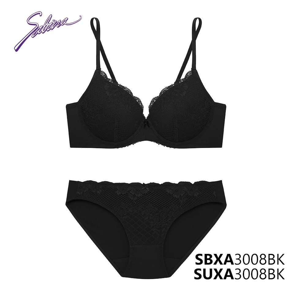 Combo Áo Lót Mút Dày Siêu Nâng Ngực Phối Ren Và Quần Đồng Bộ Đen Hoặc Da Basic Doomm Doomm By Sabina SBXA3008+SUXA3008 | BigBuy360 - bigbuy360.vn