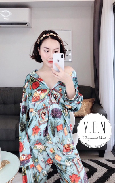 Set Đồ Bộ Nữ Pijama Tay Dài Quần Dài Lụa Satin Cao Cấp HotGirl Hàng Đẹp Chuẩn