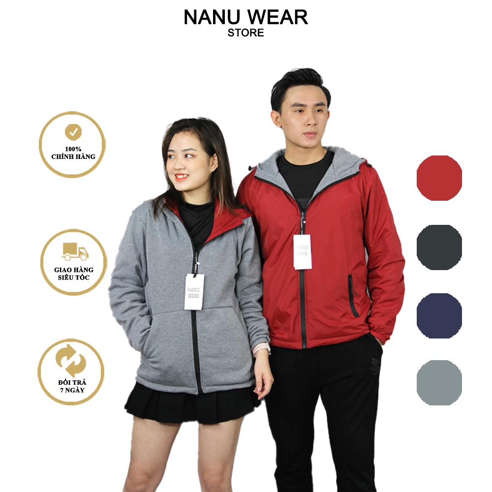 Áo khoác 2 mặt NANU WEAR chất liệu gió - nỉ, chống nước