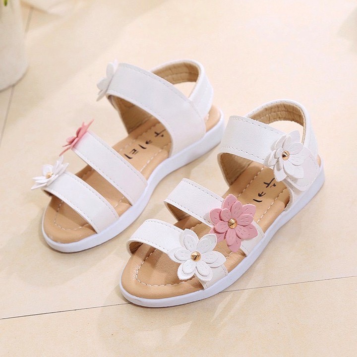 Dép Sandal, quai hậu đính hoa đi học phong cách Hàn Quốc cho bé từ 2 -18 tuổi size 21-36 Mã S11