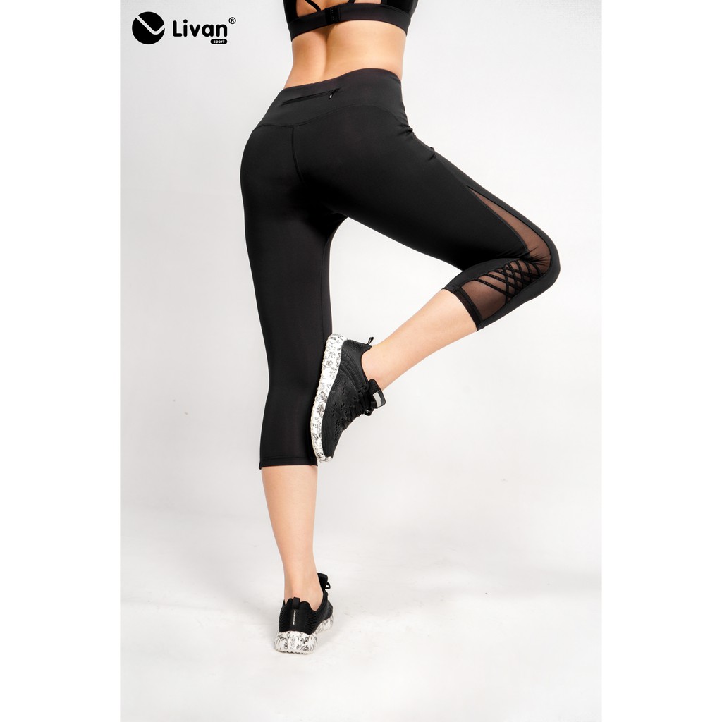 Quần Legging Lửng Phối Lưới Thể Thao Livan Sport Form Ôm Co Giãn Cao Cấp | BigBuy360 - bigbuy360.vn