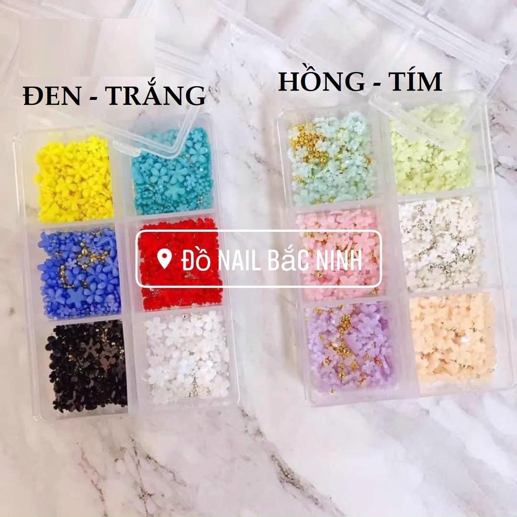 Charm Nail Hoa Nhí Mix Màu 6 Khay Dùng Trang Trí Móng Cực Xinh