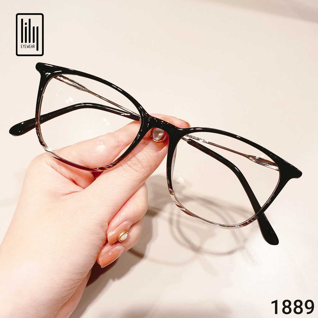 Gọng kính cận nam nữ LILYEYEWEAR mắt vuông , chất liệu nhựa thanh mảnh nhẹ nhàng dễ đeo 1889