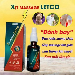 Xịt massage Letco - giảm tê buốt, nhức mỏi đau cơ, xương khớp (Chai 50ml)