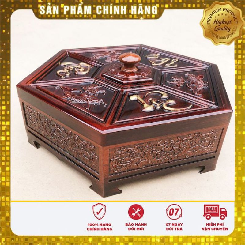 Hộp Đựng Mứt Tết Nhựa Giả Gỗ ⚡𝐅𝐑𝐄𝐄 𝐒𝐇𝐈𝐏⚡Khay Đựng Bánh Kẹo Phúc Lộc Thọ Bền Đẹp, Sang Trọng
