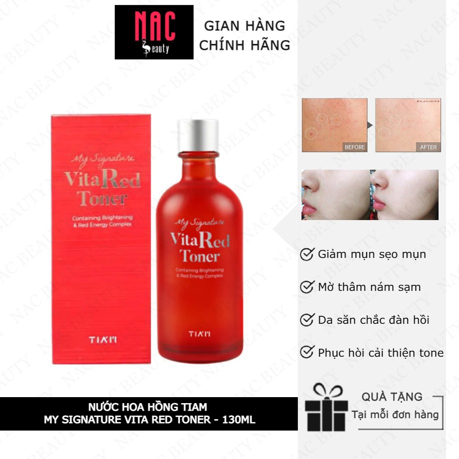 [Chính hãng] Nước hoa hồng Tiam My Signature Vita Red Toner 130ml