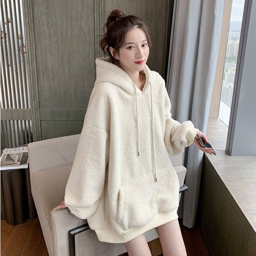 Áo Hoodie khoác nỉ nam nữ Lông Cừu trần bông form rộng kiểu sweater unisex phong cách Hàn Quốc Ulzzang | BigBuy360 - bigbuy360.vn