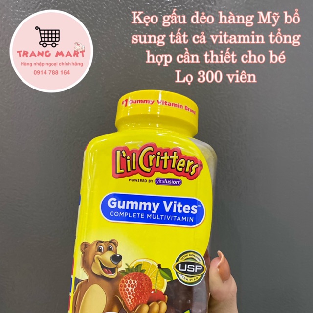 Kẹo dẻo gấu L’il Critters Gummy Vites 300 viên - Hàng Mỹ