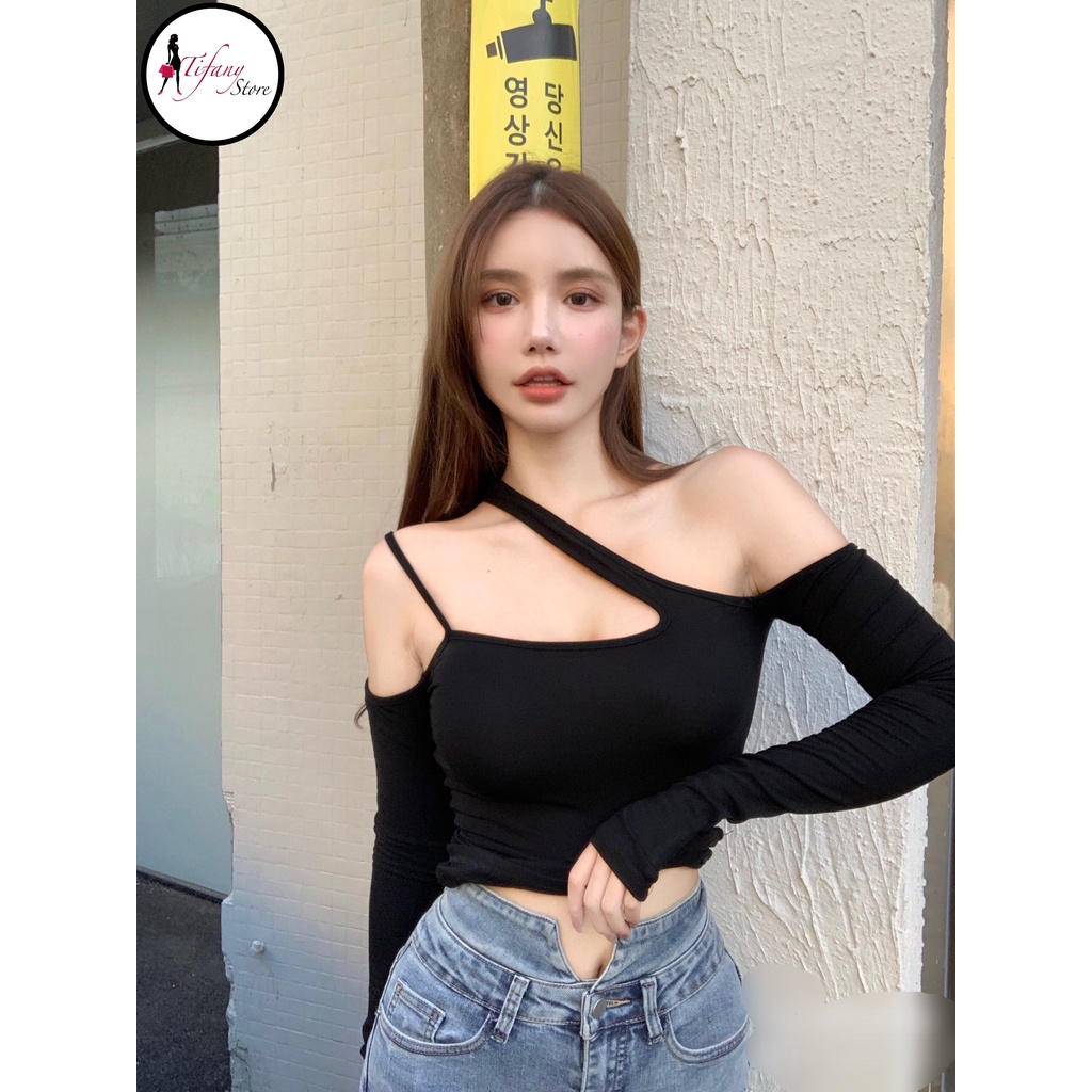 Áo Croptop Nữ Dài Tay Hở Vai Bigsize Dưới 80Kg Chất Thun Borib 2 Chiều Co Dãn "QUÂY XÉO TD"