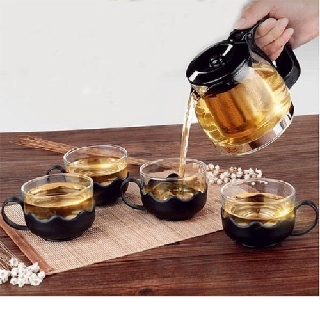 Bộ Bình Lọc Trà Thủy Tinh Tặng Kèm 4 Ly Tiện Dụng