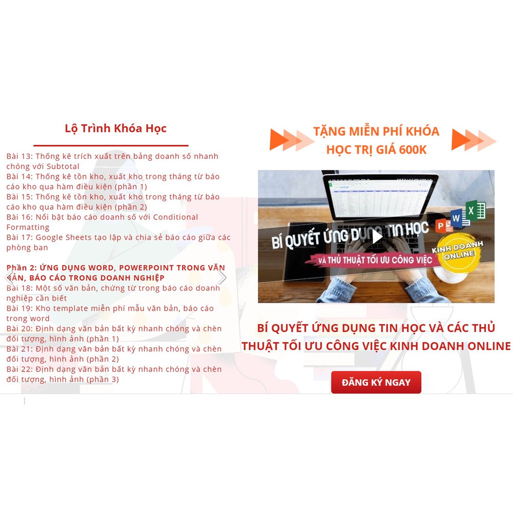 Toàn quốc- - Combo 4 FULL khóa học THÀNH THẠO TIN HỌC VĂN PHÒNG -