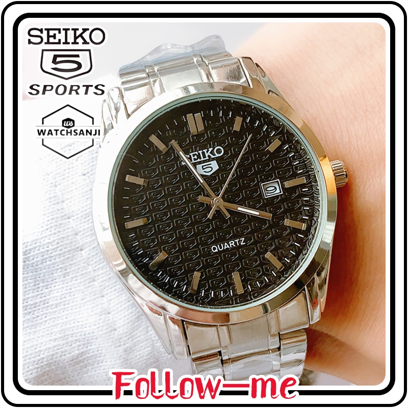 Original Seiko 5 21 Jewels Automatic Luminous waterproof Watch for Men Silver calendar Stainless steel strap2022