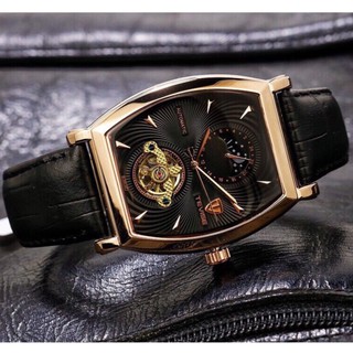 Đồng hồ nam Tevise máy cơ dây da Mặt vuông sang trọng + Tặng hộp đồng hồ sang trọng