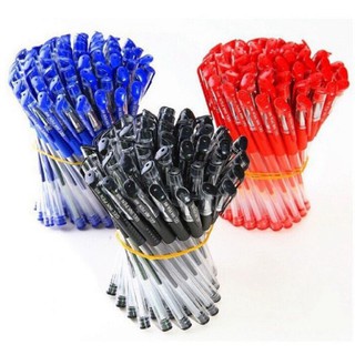 Bút bi nước văn phòng &amp; ngòi đầu đạn 0.5mm mực trơn 2 màu xanh đen