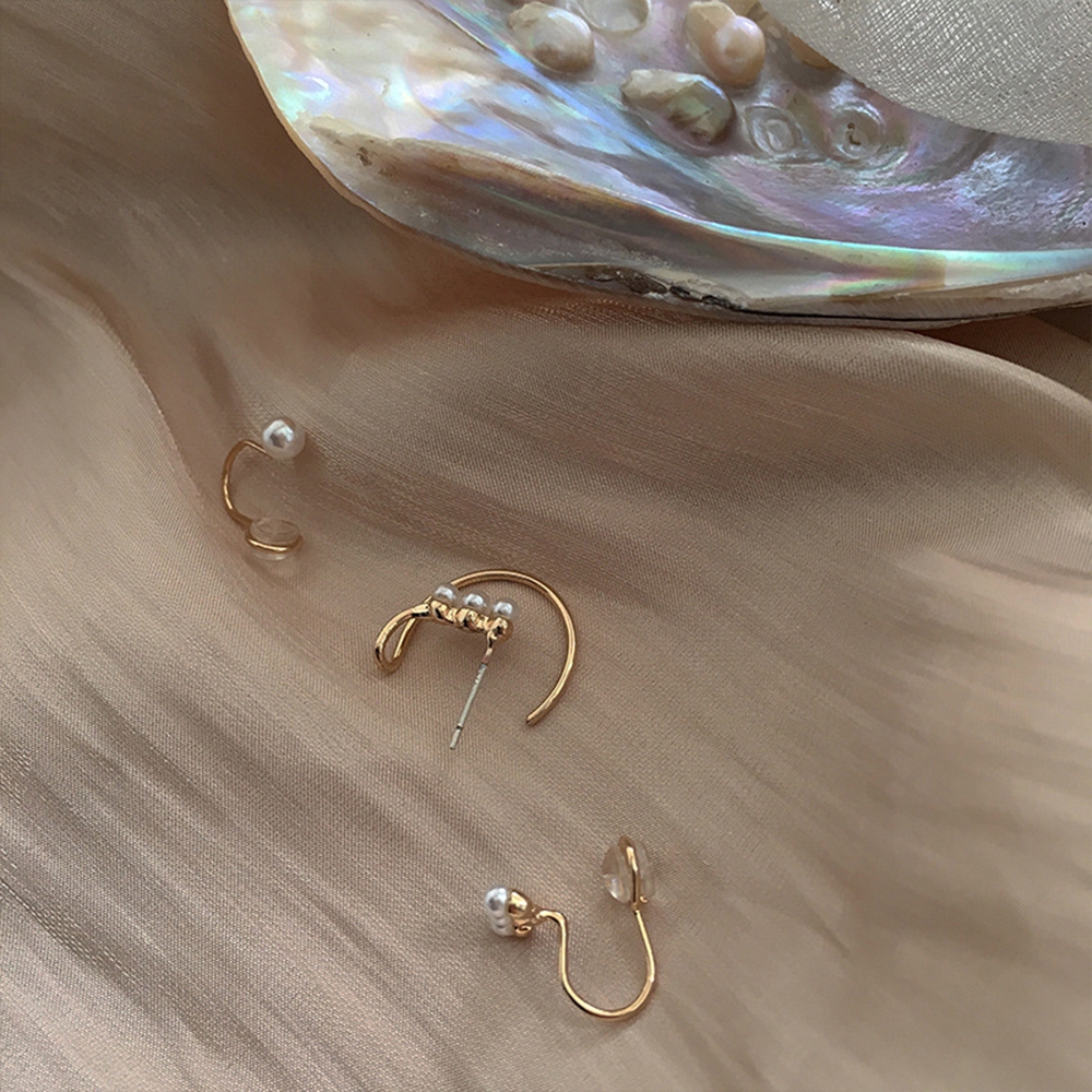 Cod Qipin Bộ 3 Khuyên Tai Đính Ngọc Trai Nhân Tạo Thời Trang