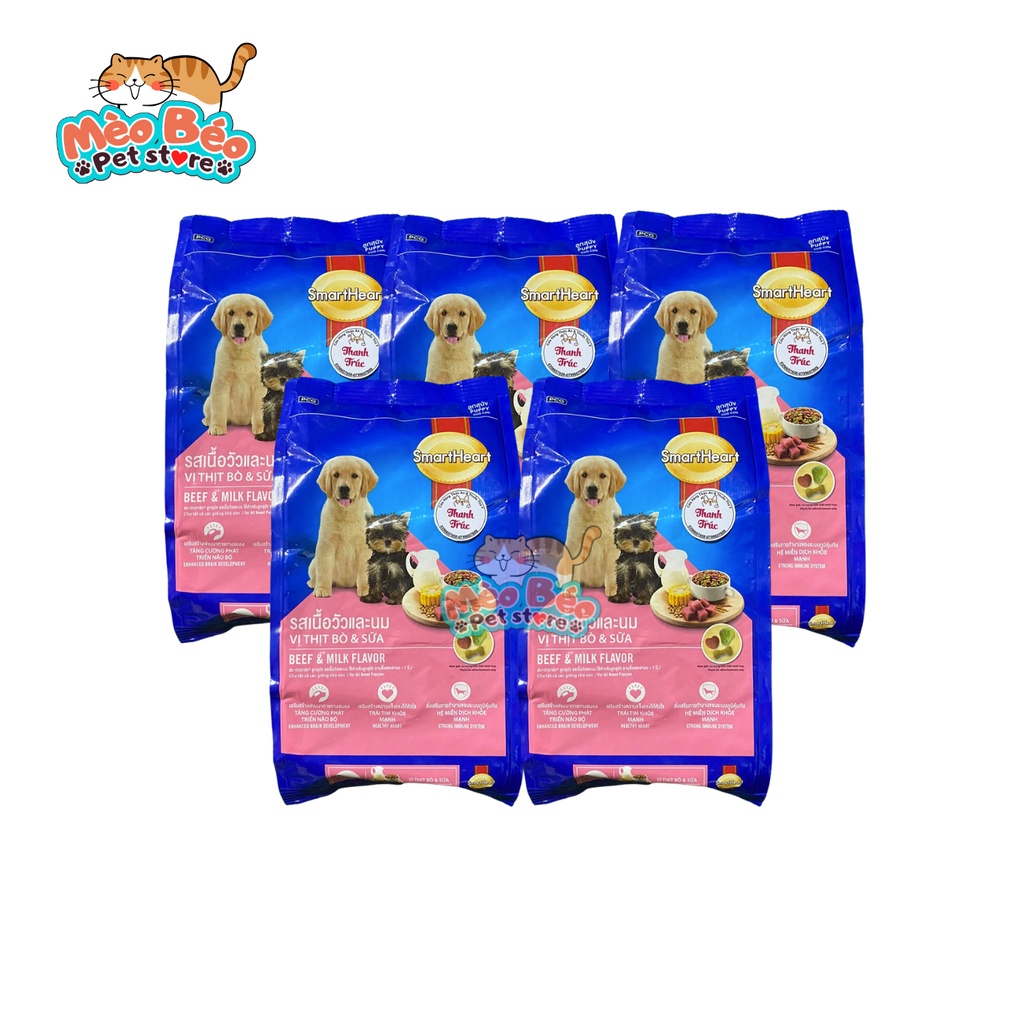 Thức ăn chó con SMART HEART PUPPY vị bò và sữa - gói 400gr