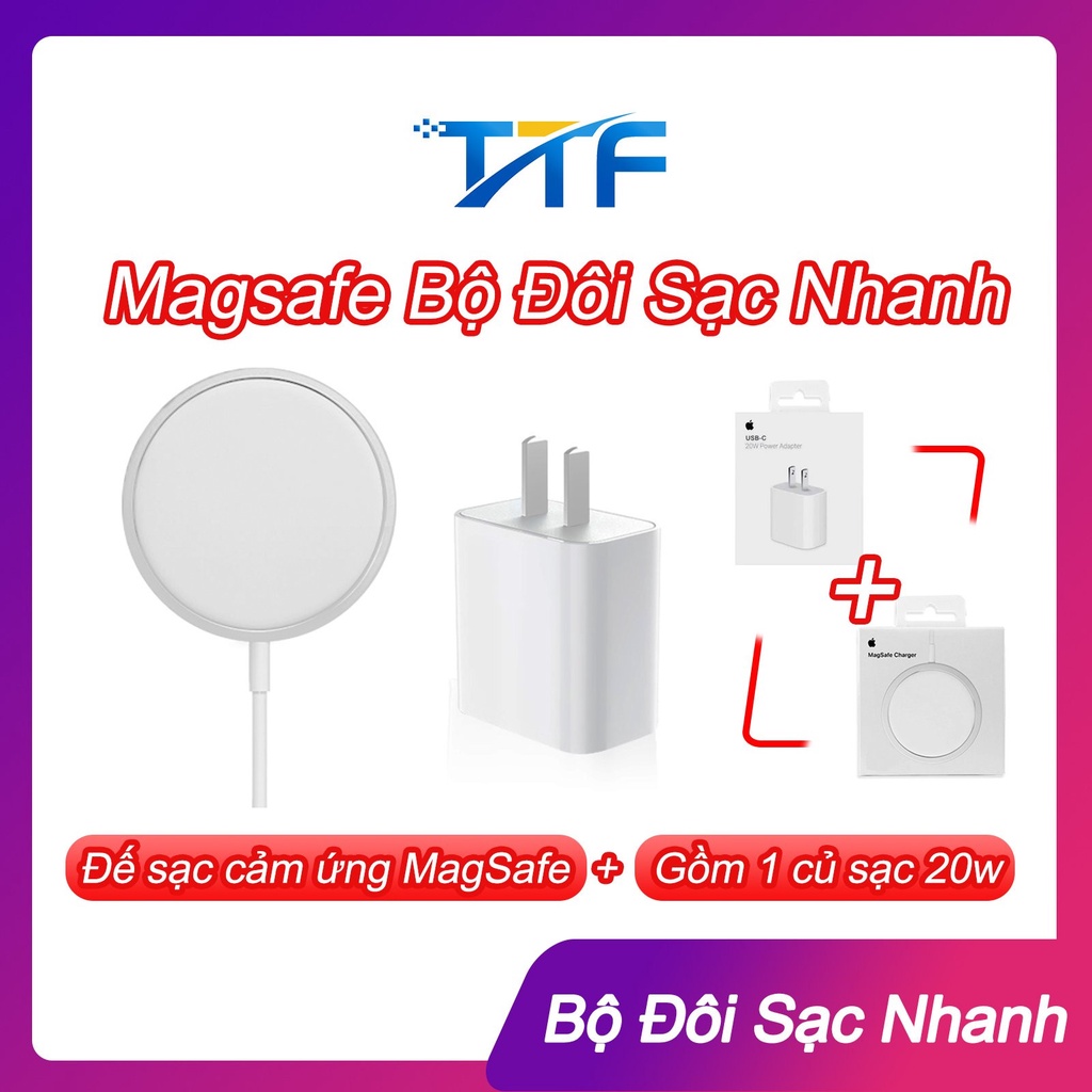 Bộ sạc iphone không dây Magsafe củ sạc PD20W dành cho iphone 12/12promax