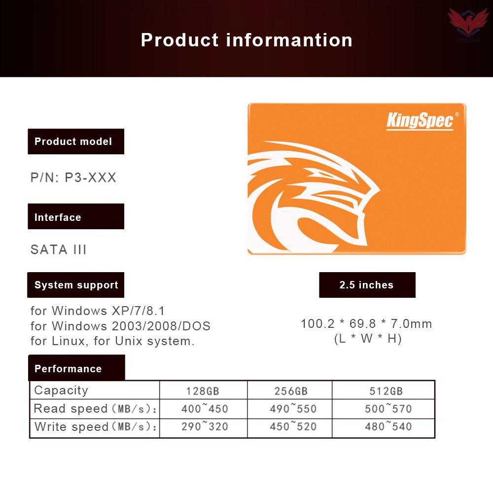 Ổ Cứng Ssd Kingspec P3-128 Sata Iii 3.0 2.5 "2.5 Inch 128gb 3d Mlc 128m Cho Máy Tính | BigBuy360 - bigbuy360.vn