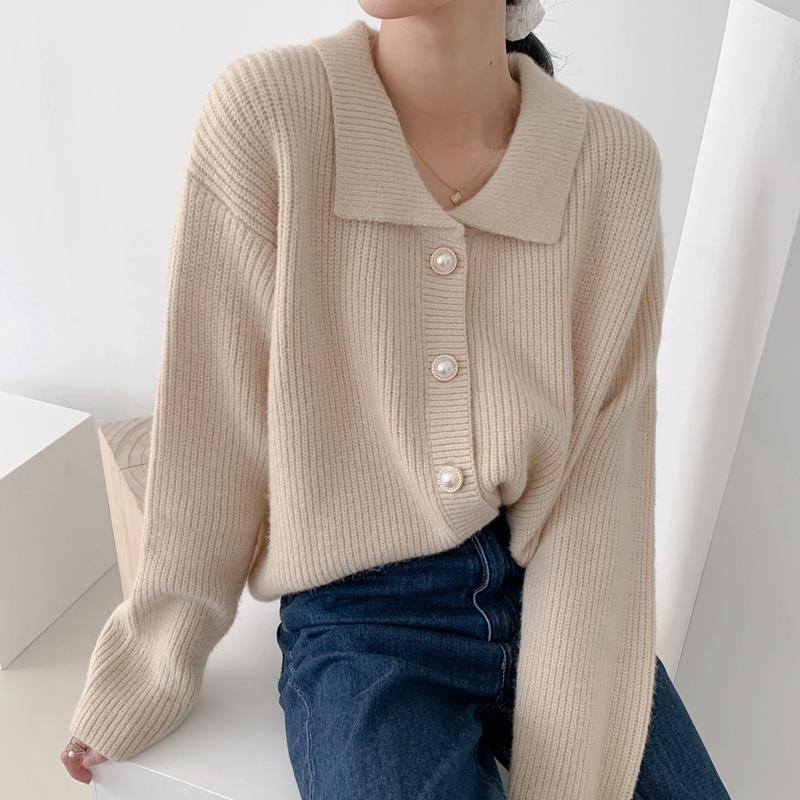 Áo khoác cardigan dệt kim dáng rộng kiểu Hàn cổ điển dễ phối đồ dành cho nữ