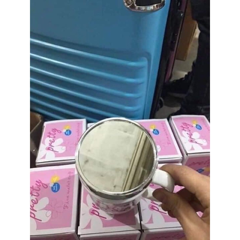 Cốc sứ giữ nhiệt nắp tráng gương cao cấp