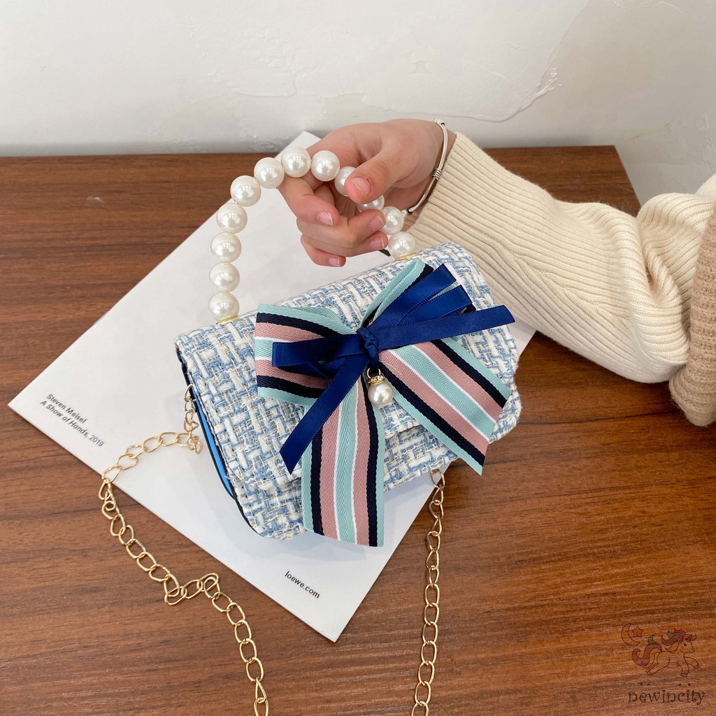 Túi Xách Đeo Vai Phối Nơ Thiết Kế Phong Cách Hàn Quốc Dành Cho Bé Gái