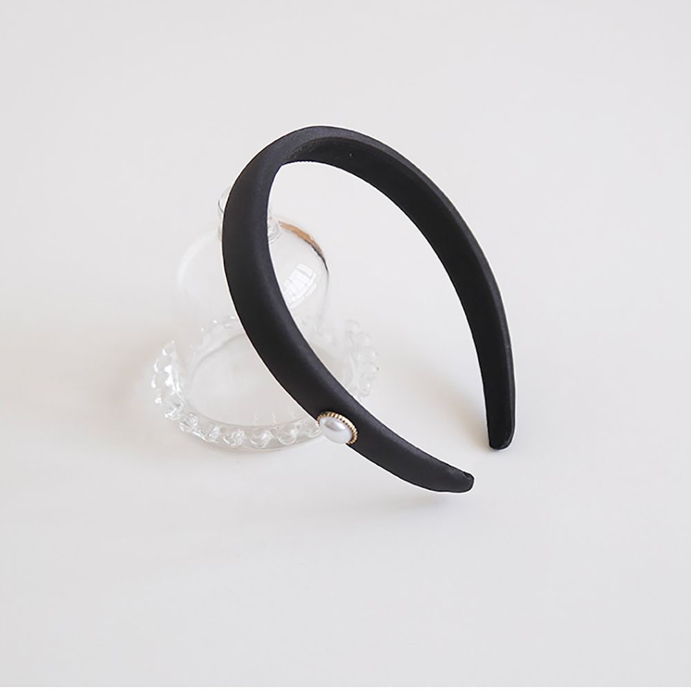 Băng đô trang điểm vành rộng bằng satin đính ngọc trai phong cách Hàn Quốc cổ điển dành cho nữ