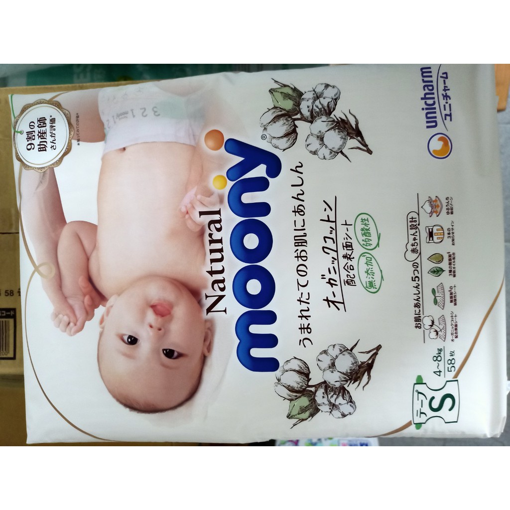 BỈM MOONY NATURAL NỘI ĐỊA dán/ quần NB63/S58/ M46/L38/L36/XL32