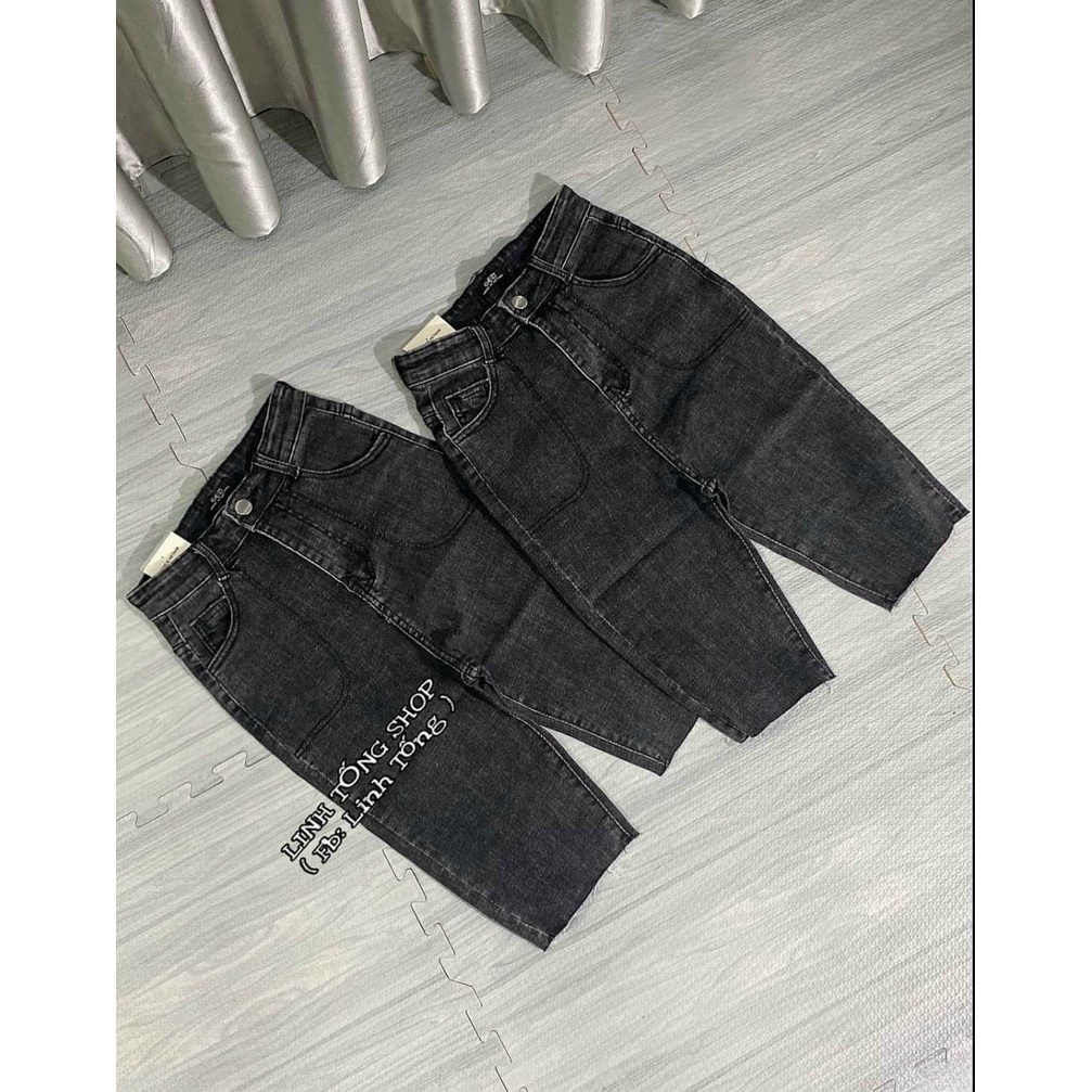 Quần jean lửng đen trơn dễ mix đồ