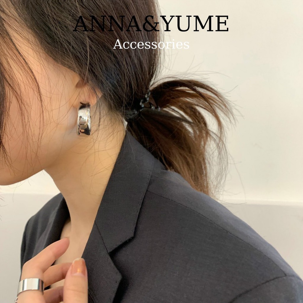 Bông tai mạ vàng vòng tròn bản to kiểu dáng basic phong cách cá tính cho nữ BT111