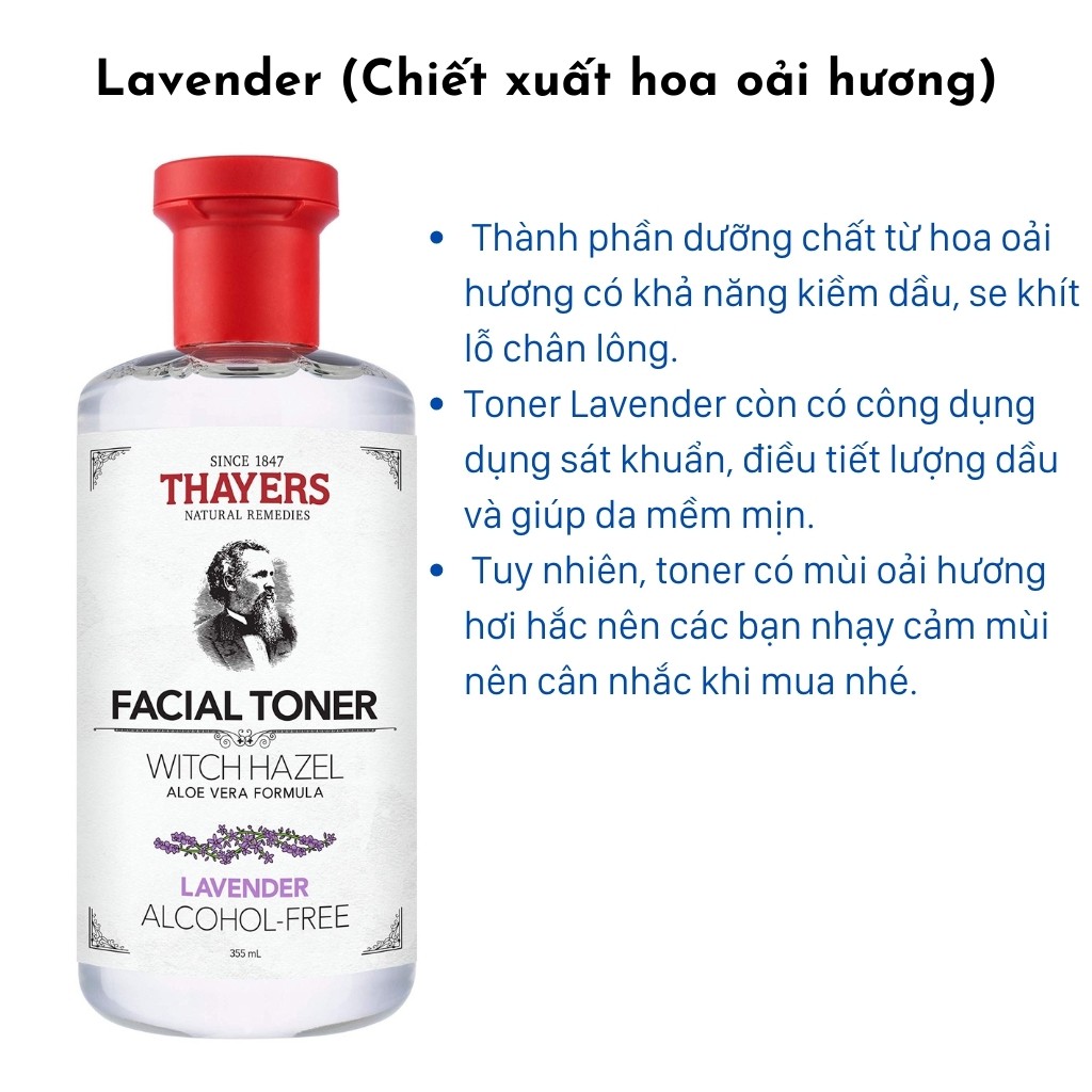 Nước hoa hồng THAYERS Witch Hazel Toner dưỡng ẩm cho da nhạy cảm 355ml - ZAVENCI Official