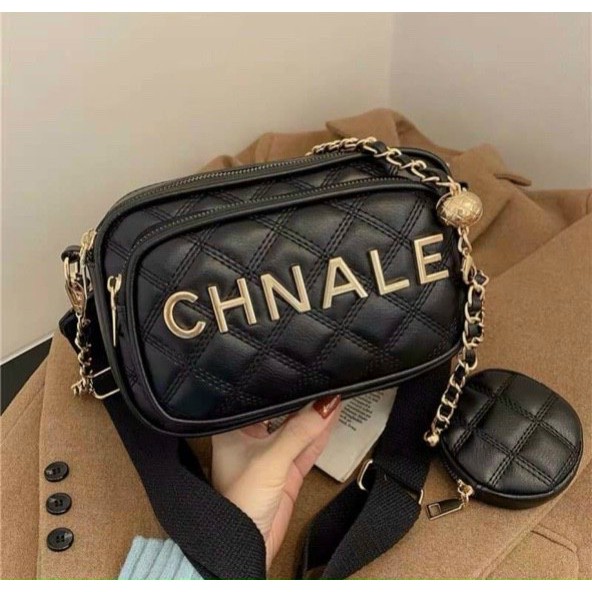 Bộ Túi Vuông Và Ví Đeo Chéo Trần Trám Da PU Cao Cấp 🧡🧡🧡 Freeship