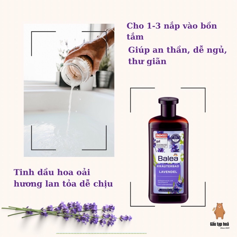 Sữa tắm thảo dược Balea Kräuterbad hương hoa Lavendel, 500 ml nhập khẩu Đức