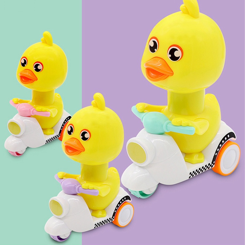 Đồ Chơi Chú Vịt Vàng Hoạt Hình Lái Xe Máy Dễ Thương Cho Bé