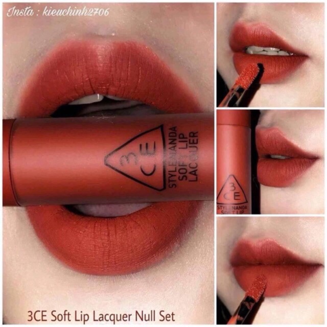 Son 3CE soft lip lacquer- null set (DATE MỚI)