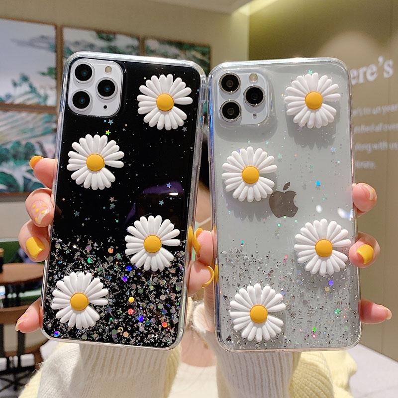 Ốp lưng iphone 3d Hoa daisy lấp lánh 5/6/6plus/6s/6splus/7/7plus/8/8plus/x/xr/xs/11/12/pro/max/plus/promax - Awifi Q2-8