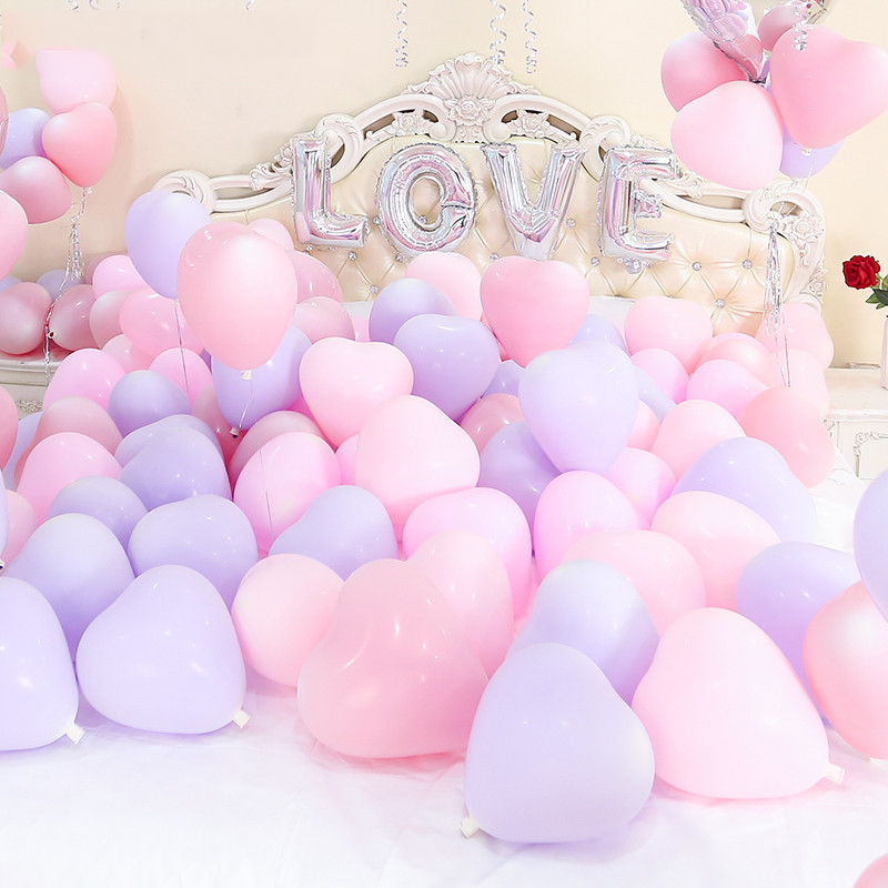 Set 10 bóng bay thiết kế kiểu trái tim để trang trí tiệc cưới