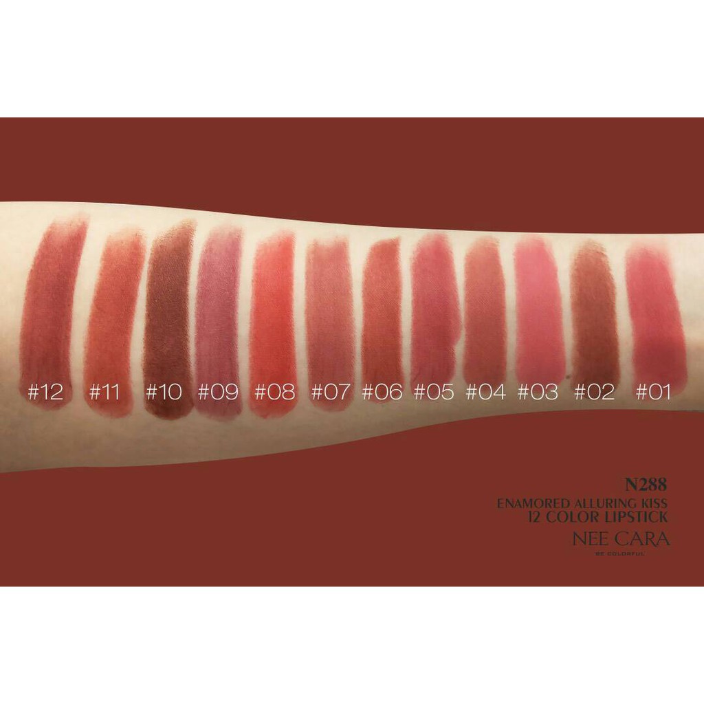 Son lì say mê quyến rũ NEE CARA ENAMORED ALLURING KISS 12 COLOR LIPSTICK ( N288)