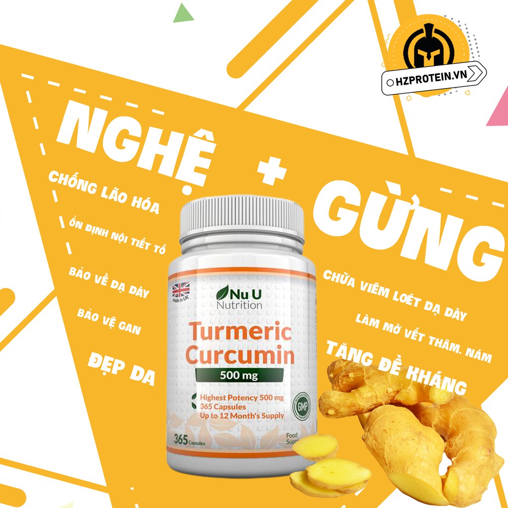 NUU TURMERIC CUCUMINE 500MG - TINH CHẤT NGHỆ, LÀM ĐẸP DA, GIẢM THÂM NÁM VÀ HỖ TRỢ TỐT CHO TIM MẠCH (365 VIÊN)