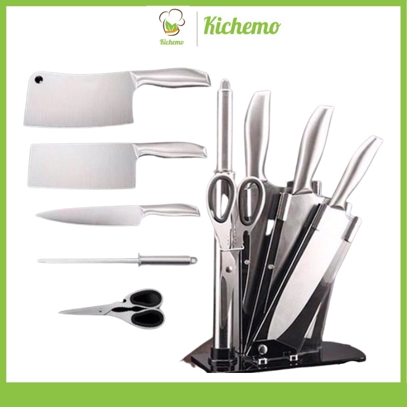 BỘ DAO NHẬT INOX 6 MÓN NHÀ BẾP CAO CẤP KÈM KHAY ĐỰNG