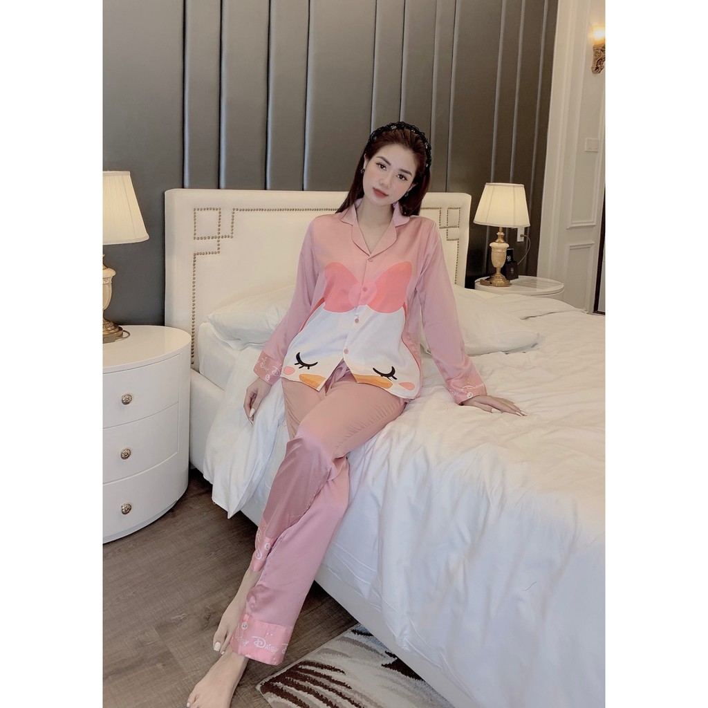 [Mã FAGREEN245 giảm tới 30K đơn 99K] Đồ Bộ Pijama - Bộ lụa satin dài tay hoạ tiết Búp Bê Cao cấp [MẪU MỚI]