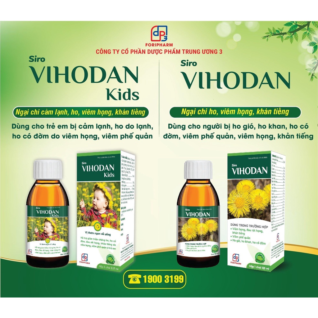 vihodan và vihodan kids tw3 hỗ trợ bổ phế dành cho người lớn và trẻ em