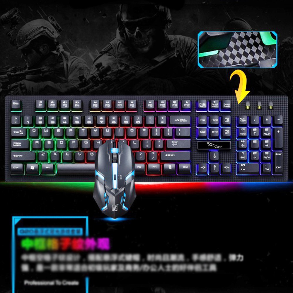 COMBO BÀN PHÍM VÀ CHUỘT G20 GAME LED 7 MÀU + TẶNG LÓT LOGITECH