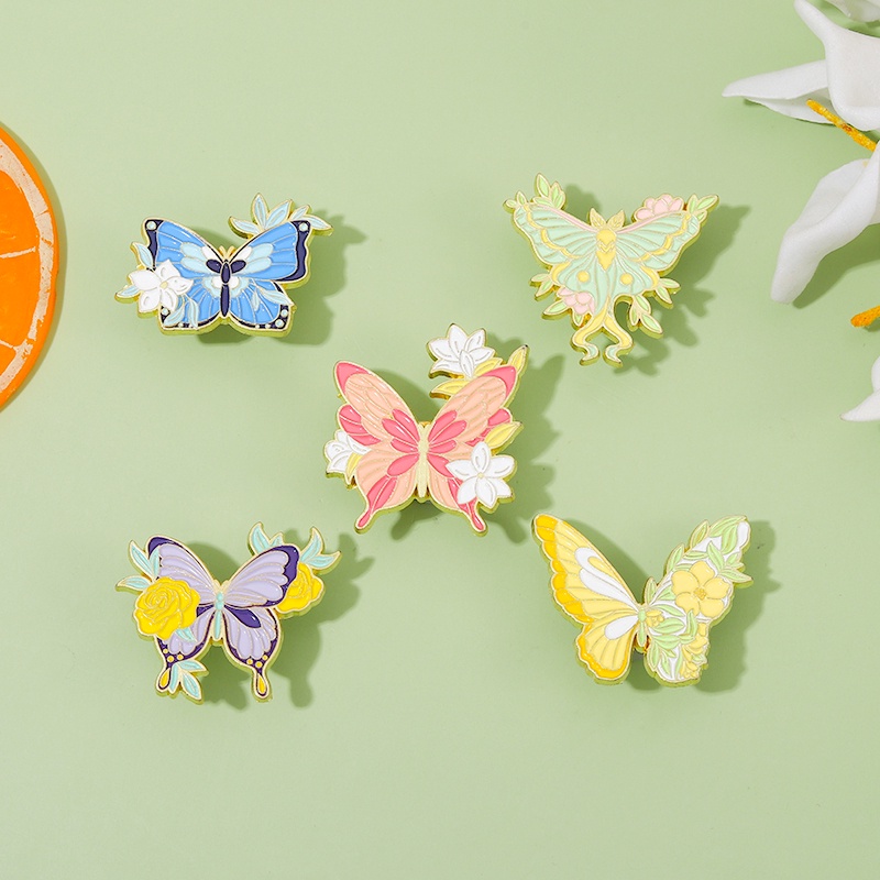 Ghim cài áo QIHE JEWELRY hình bướm hoa xinh xắn thời trang