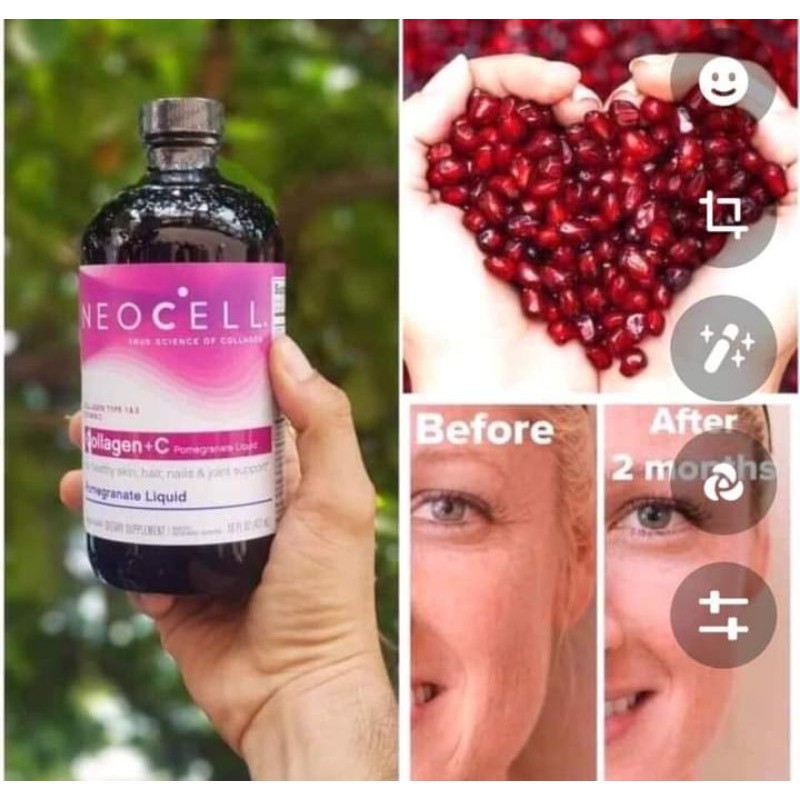 COLLAGEN LỰU - NEOCELL COLLAGEN + C POMEGRANATE LIQUI8D 16 OZ 473ML