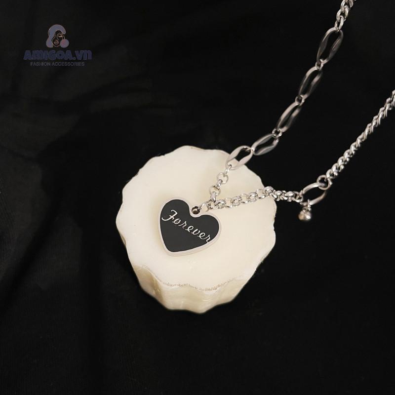 ✨✨Vòng cổ mặt trái tim đen phong cách hip hop thời trang