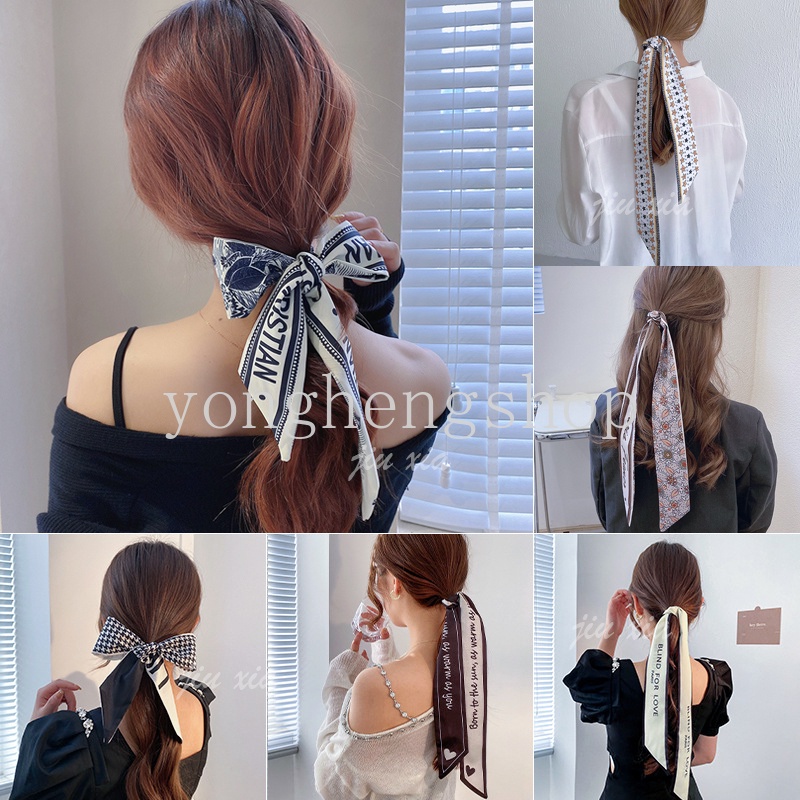 Dây Cột Tóc Ruy Băng Dài Bằng Lụa Satin Phong Cách Vintage Thời Trang Cho Nữ