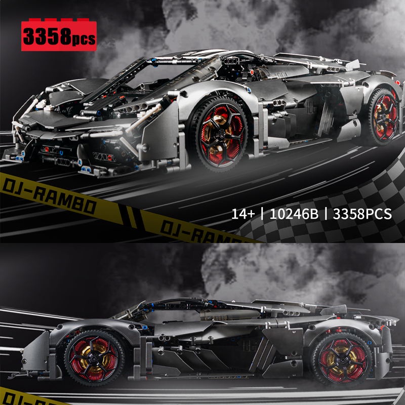 Đồ chơi Lắp ráp Mô hình siêu xe 1:8 Lamborghins màu xám bạc - Ba nghìn năm Silver Grey Sports Car 10246B