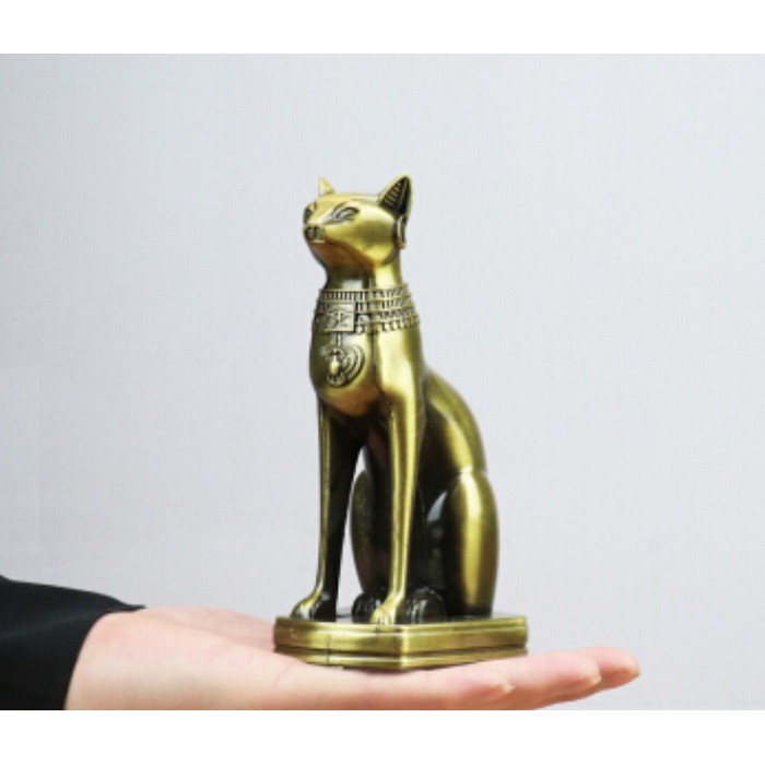 [CAO 15.5CM] Mô hình tượng thần mèo Ai Cập bằng kim loại, biểu tượng của may mắn &amp; quyến lực