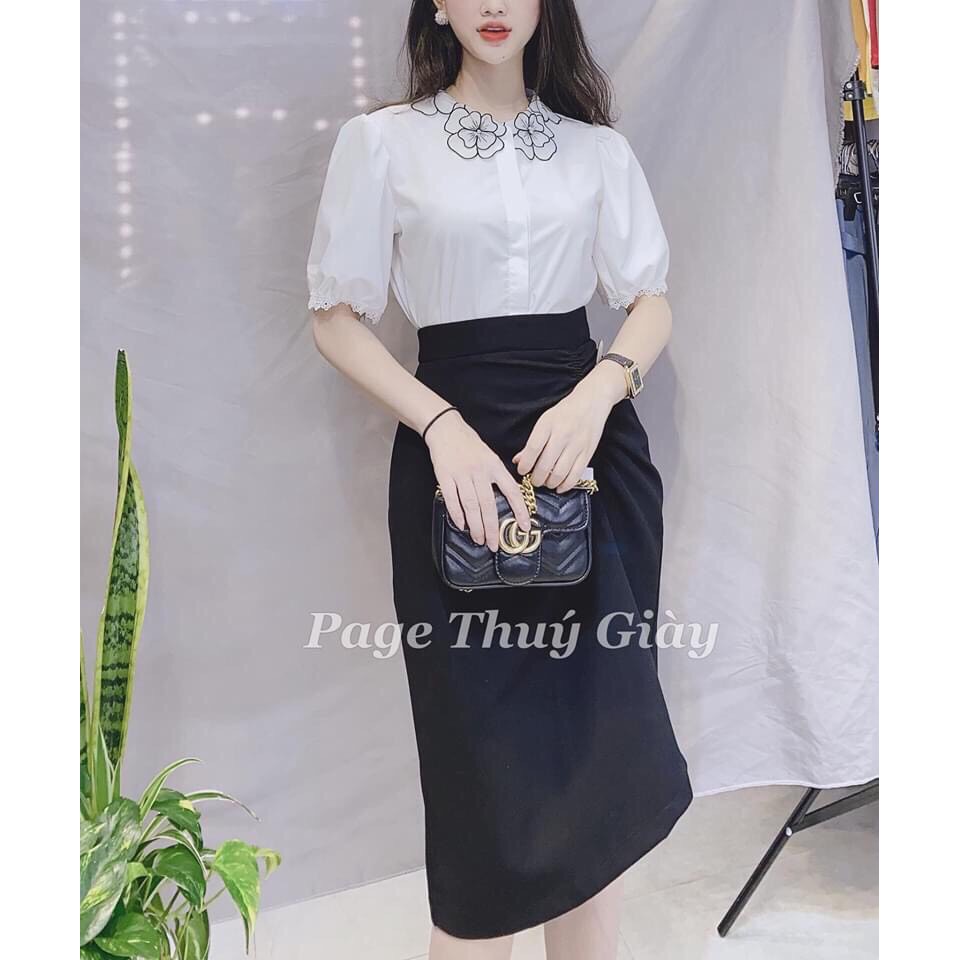 ÁO SƠ MI TRẮNG CỘC TAY CỔ HOA | BigBuy360 - bigbuy360.vn